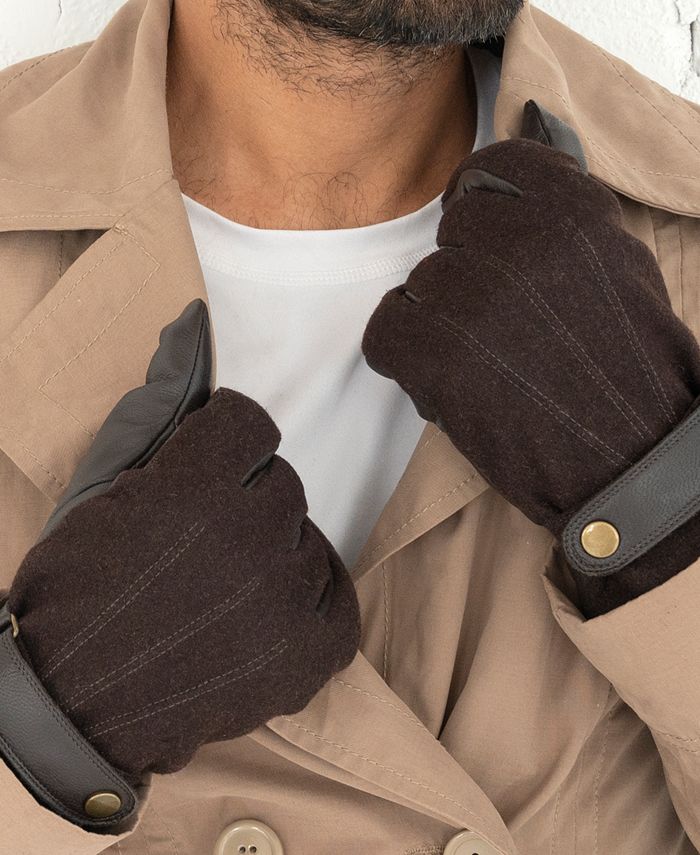 Isotoner Signature Isotoner Men’s Flannel & Leather Glove Macy's