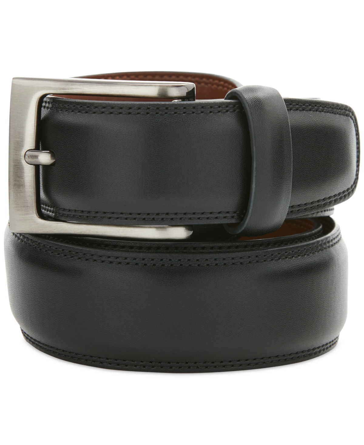 Perry Ellis Portfolio Men's Leather Dress Belt - Black