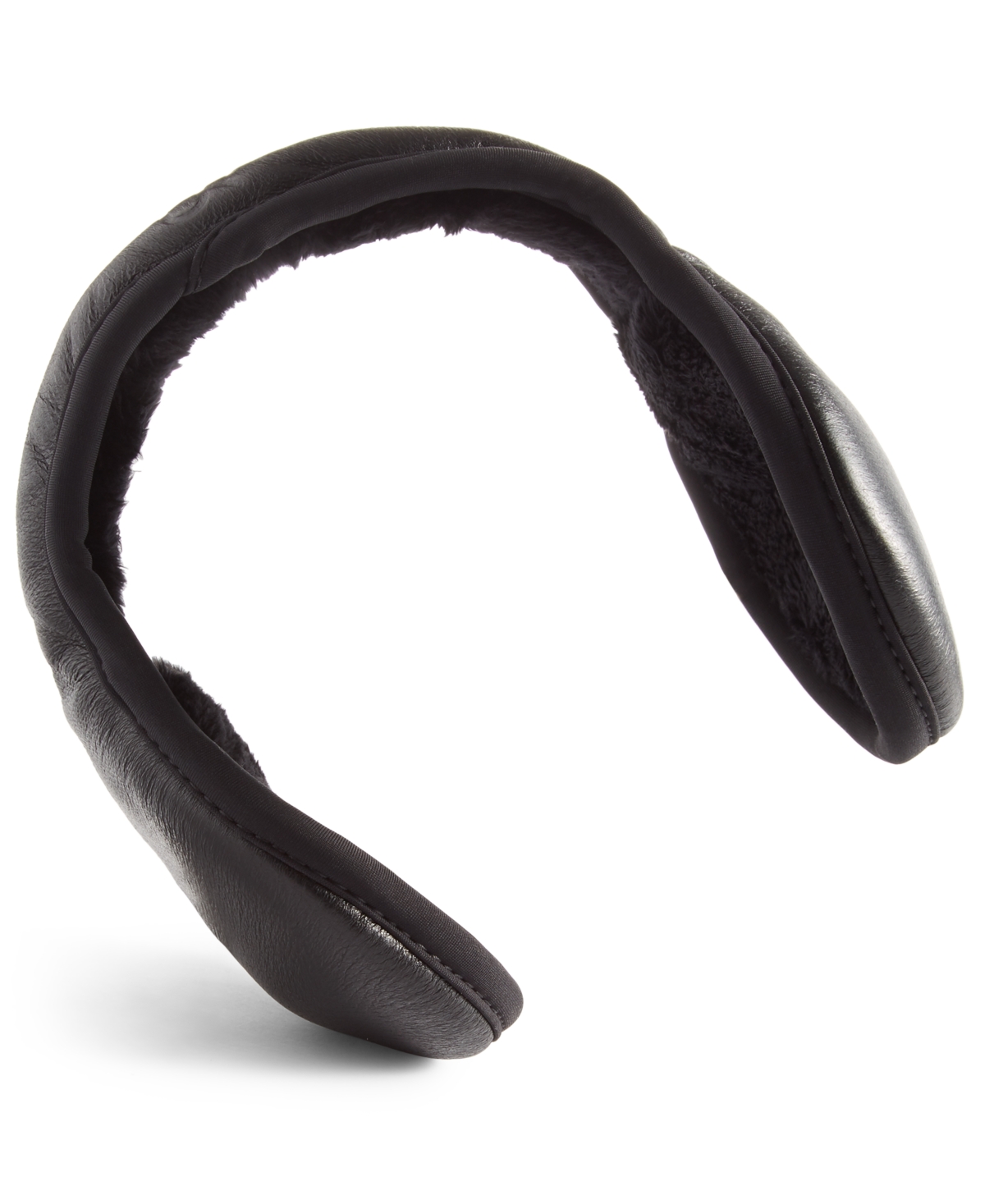 Men's Black Leather Ear Warmers - Black