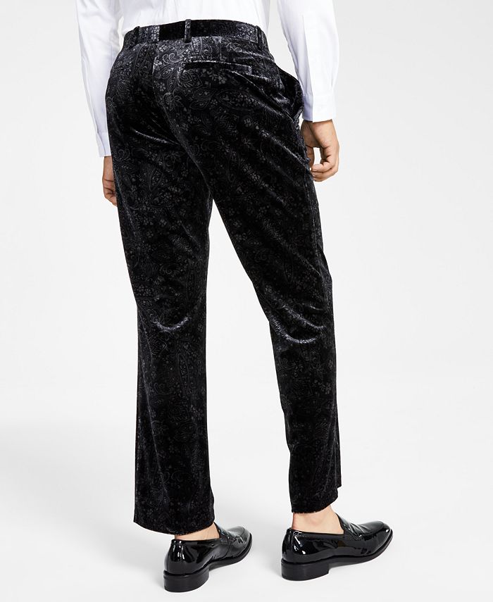 INC International Concepts Men's Slim-Fit Paisley Velvet Suit Pants ...