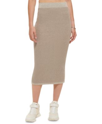 Dkny Jeans Women's Rib-Knit Midi Skirt - Pure Cashmere Heather - Size S
