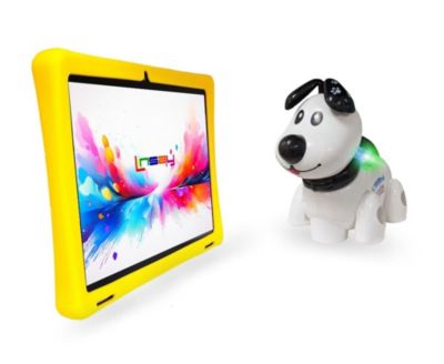New 10.1" Funny Kids Tablet Octa Core 256GB with Yellow Kids Defender Case and Smart Dog Toy New Android 15