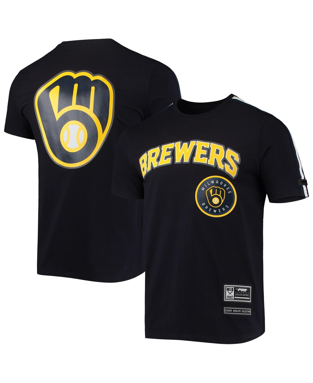 Shop Pro Standard Men's  Navy Milwaukee Brewers Taping T-shirt