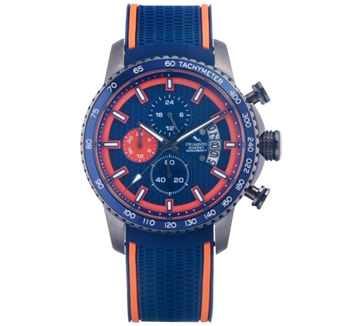 Men's Chronograph Freedom Blue Silicone Strap Watch 45mm - Blue Orange