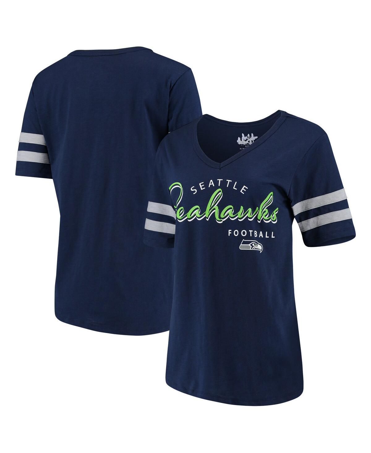 Touché Women's Touch College Navy Seattle Seahawks Triple Play V-neck T-shirt