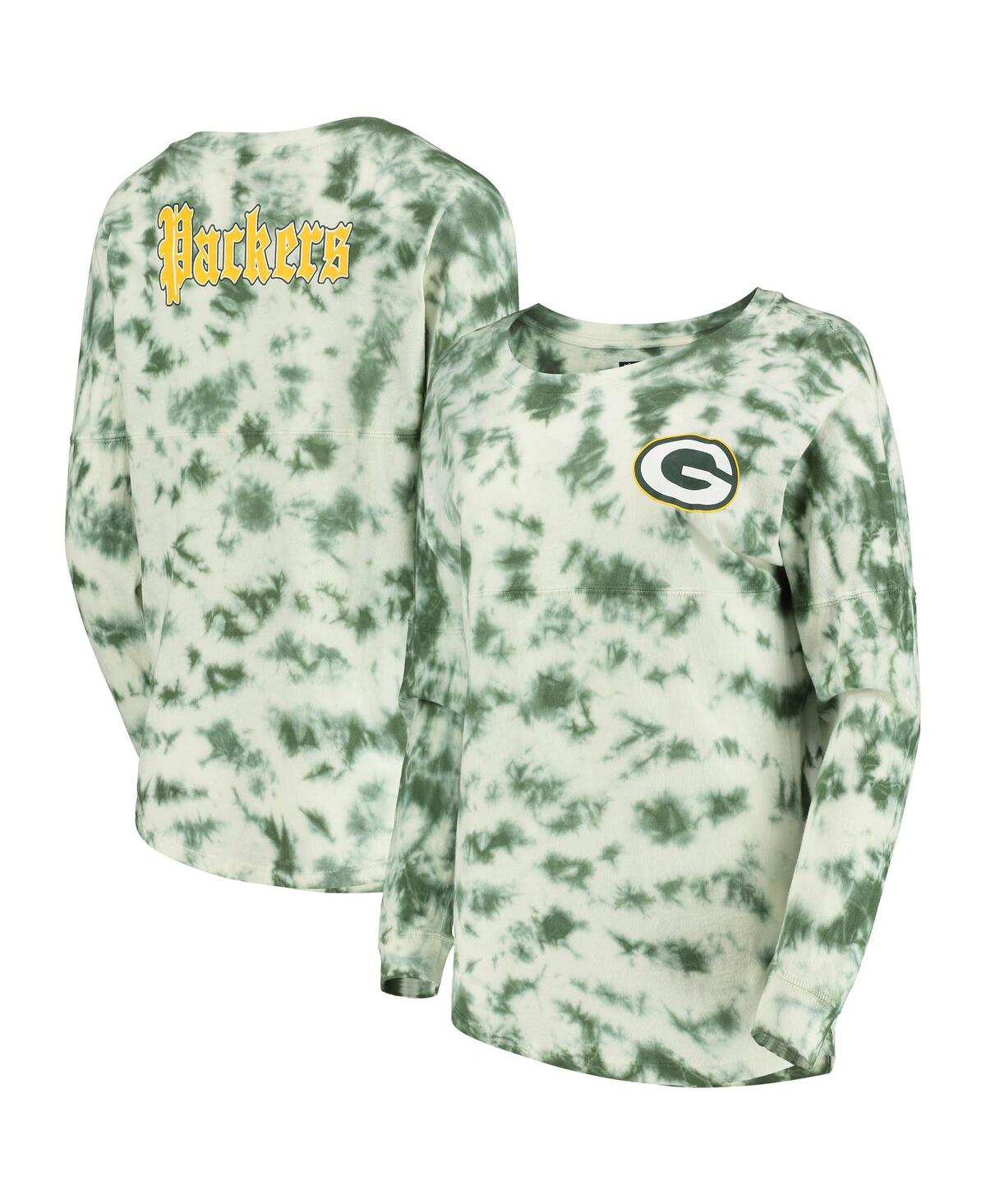 Women's New Era Green Green Bay Packers Tie-Dye Long Sleeve T-shirt - Green