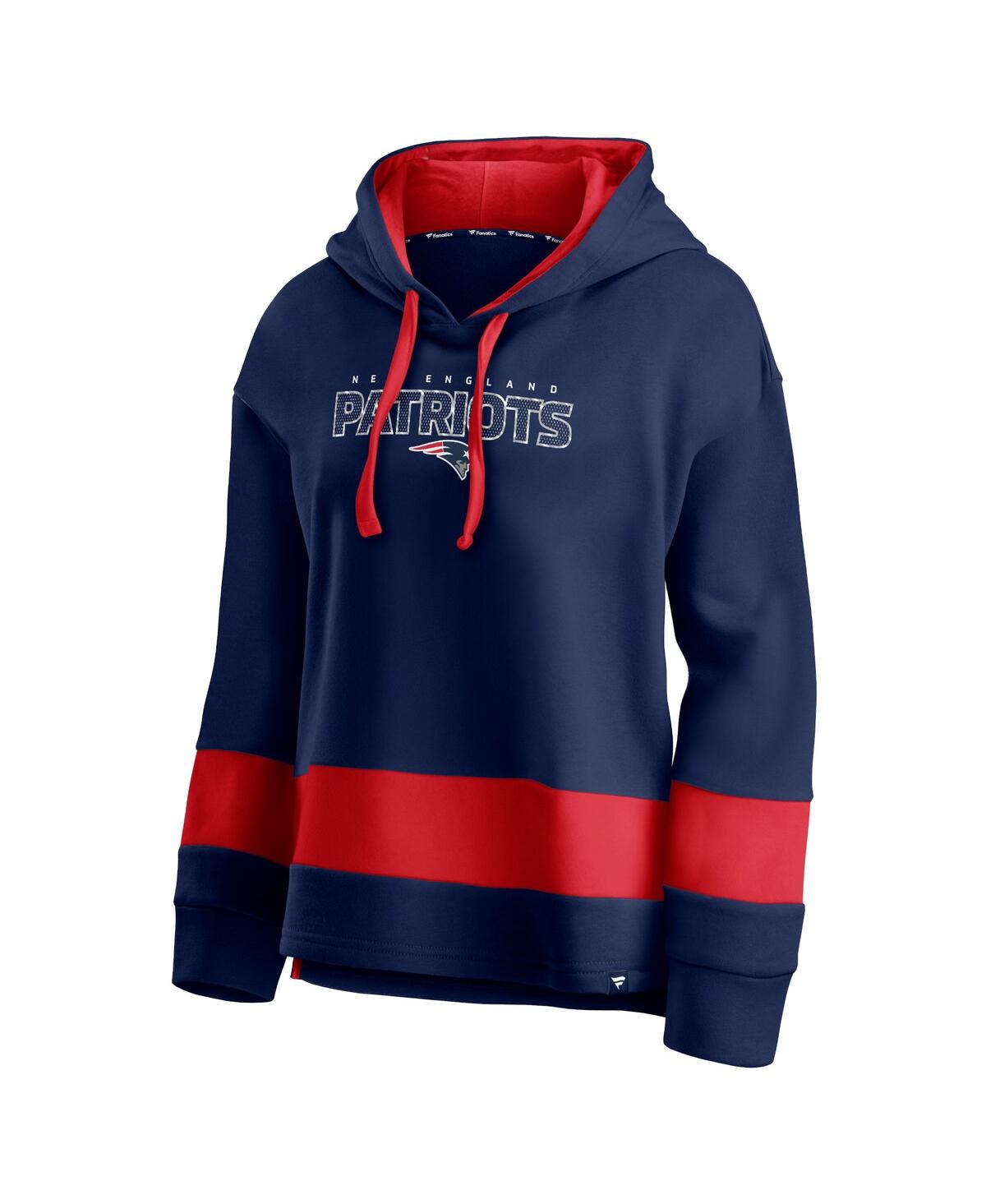 Fanatics Women's  Branded Navy And Red New England Patriots Colors Of Pride Colorblock Pullover Hoodi In Navy,red
