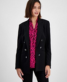 Women's Bi-Stretch Faux-Double-Breasted Jacket, Created for Macy's