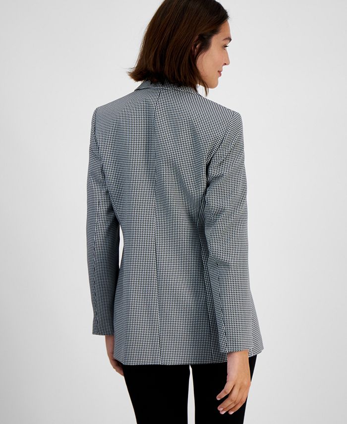 Black Houndstooth Hybrid Fit Double Breasted Jacket
