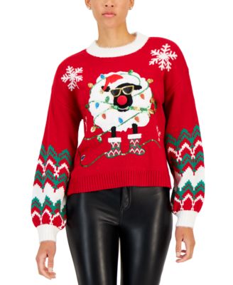 Hooked Up by IOT - Juniors' Sequined Holiday Sweater