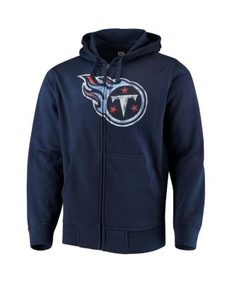 Men's Navy Tennessee Titans Primary Logo Full-Zip Hoodie