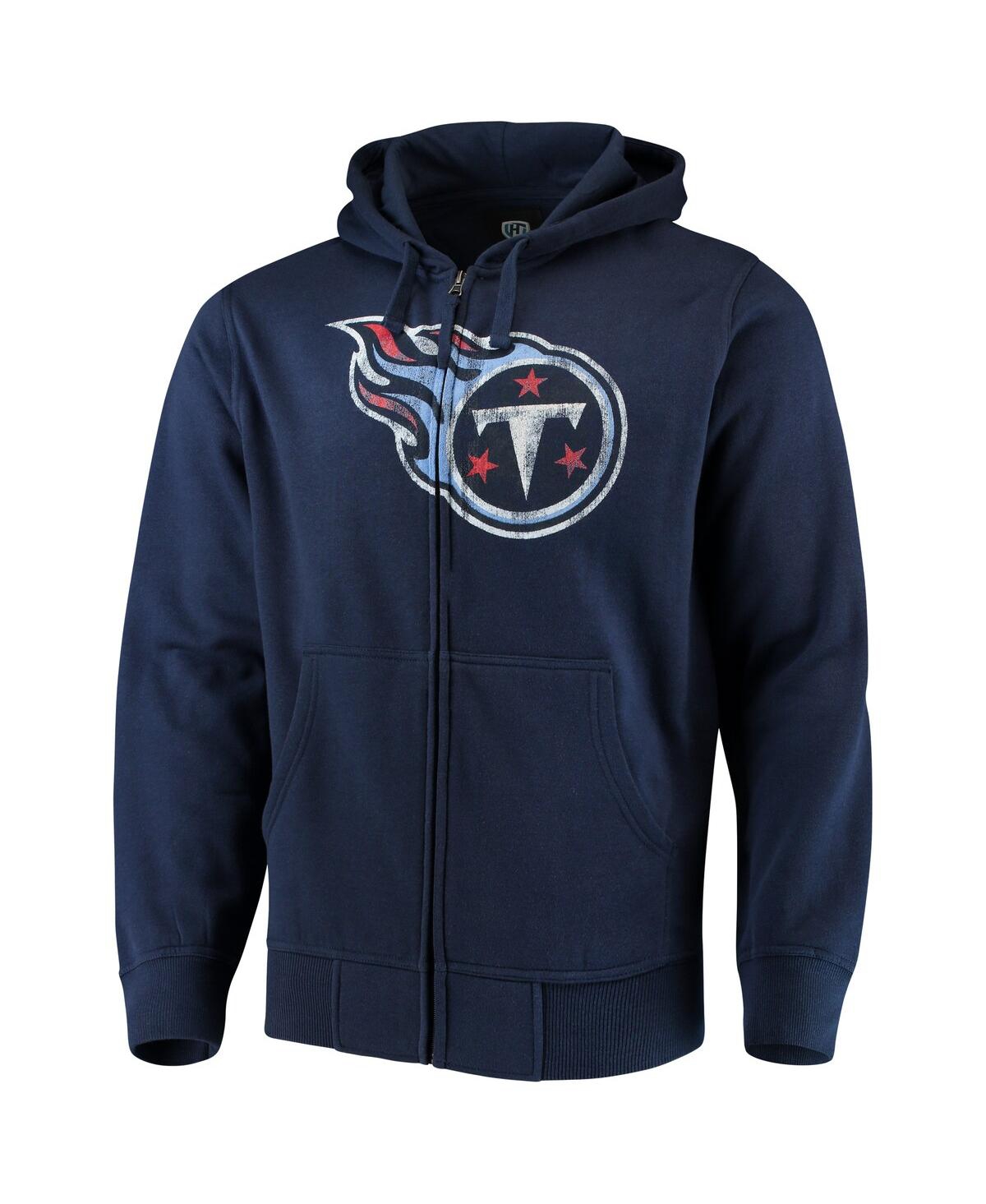 Shop G-iii Sports By Carl Banks Men's  Navy Tennessee Titans Primary Logo Full-zip Hoodie