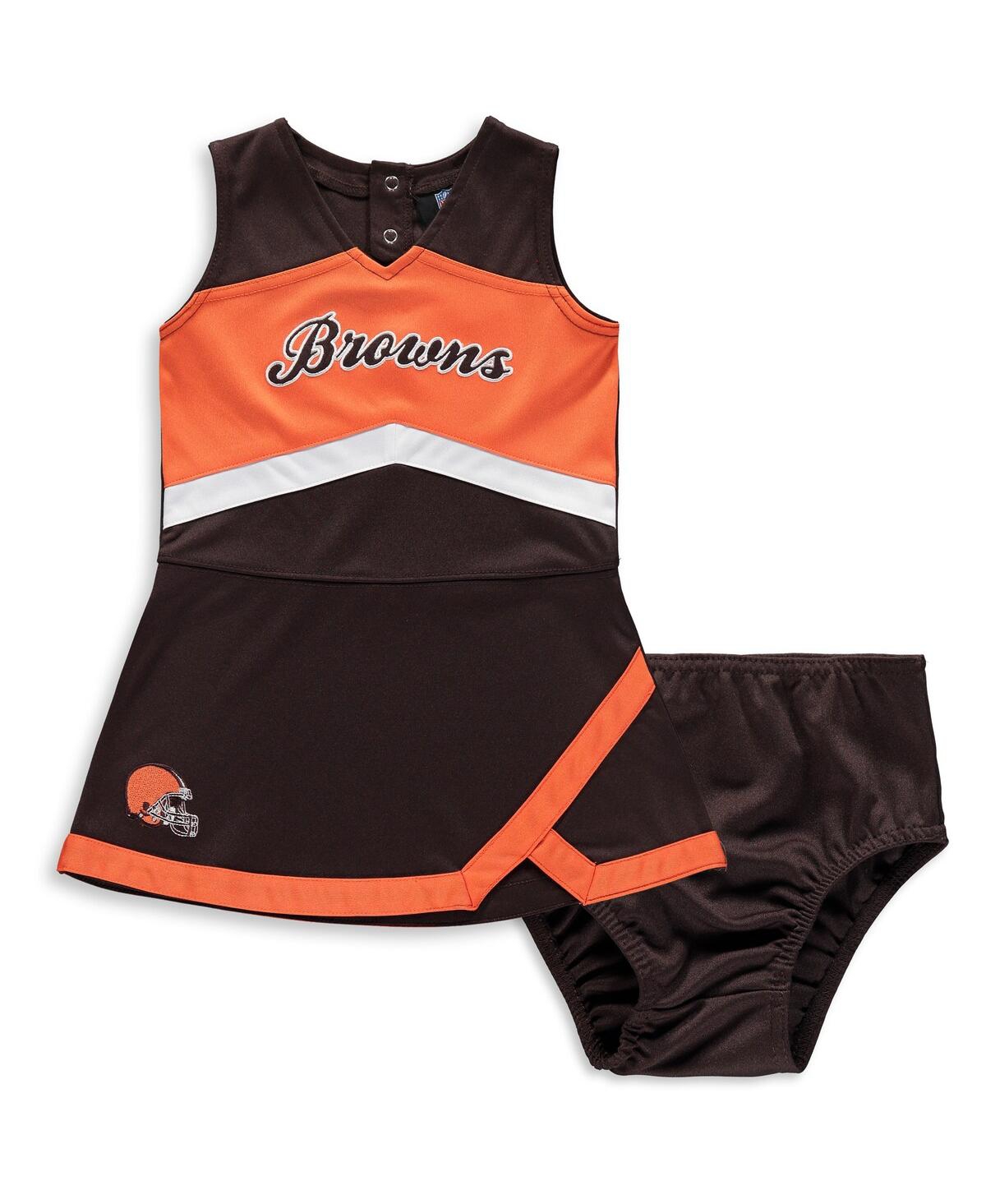 Outerstuff Babies' Little Girls Brown Cleveland Browns Cheer Captain Jumper Dress