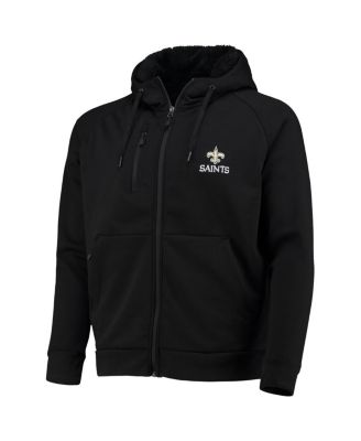 Men's Black New Orleans Saints Shag Tri-Blend Full-Zip Raglan Hoodie