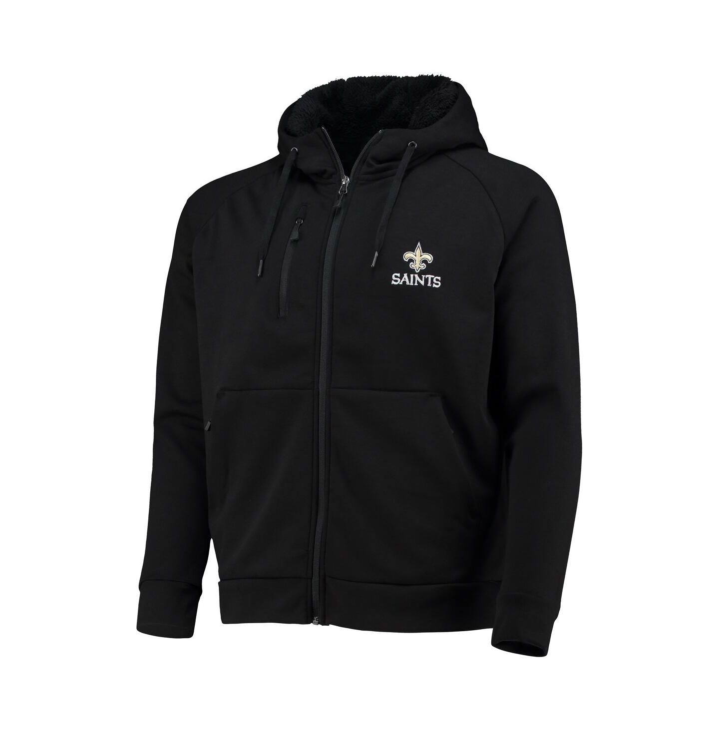 Мужское худи Dunbrooke Black New Orleans Saints Shag Tri-Blend Full-Zip Raglan — фото 3