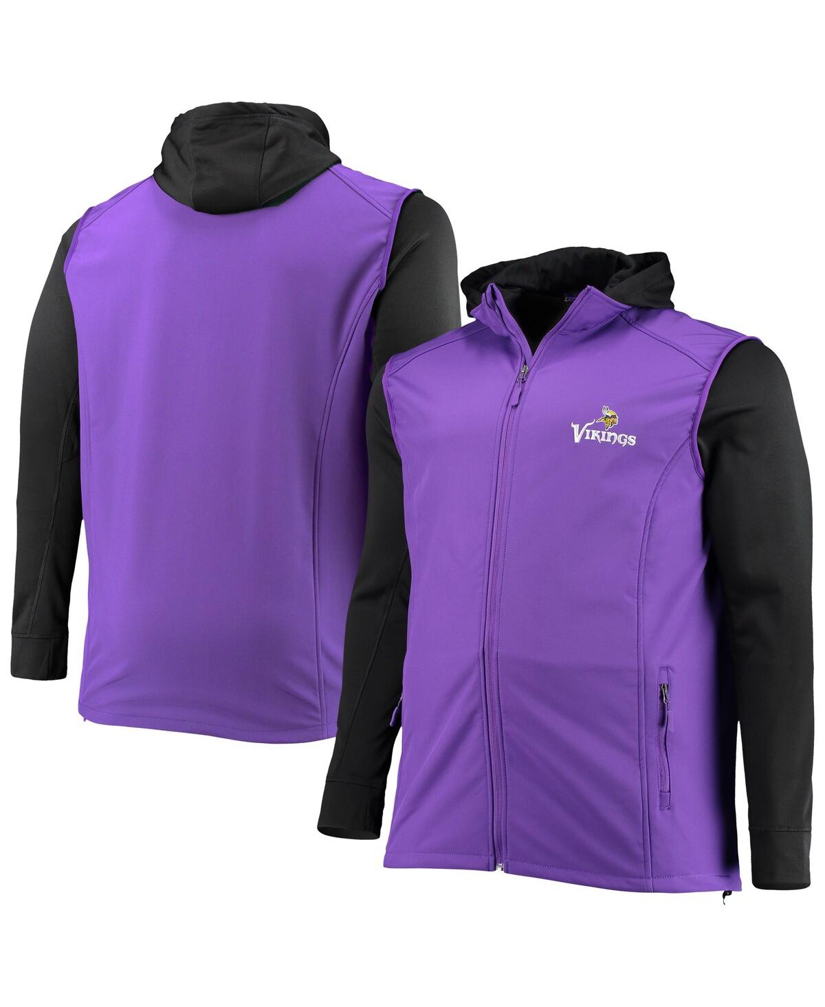 DUNBROOKE MEN'S DUNBROOKE PURPLE AND BLACK MINNESOTA VIKINGS BIG AND TALL ALPHA FULL-ZIP HOODIE JACKET 