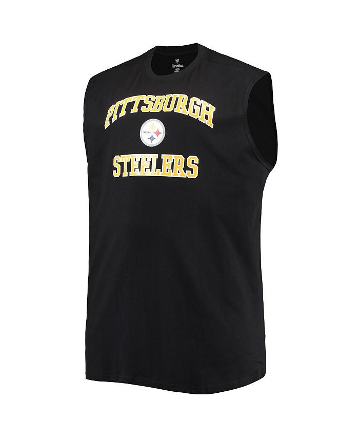 Profile Men's Black Pittsburgh Steelers Big and Tall Muscle Tank Top