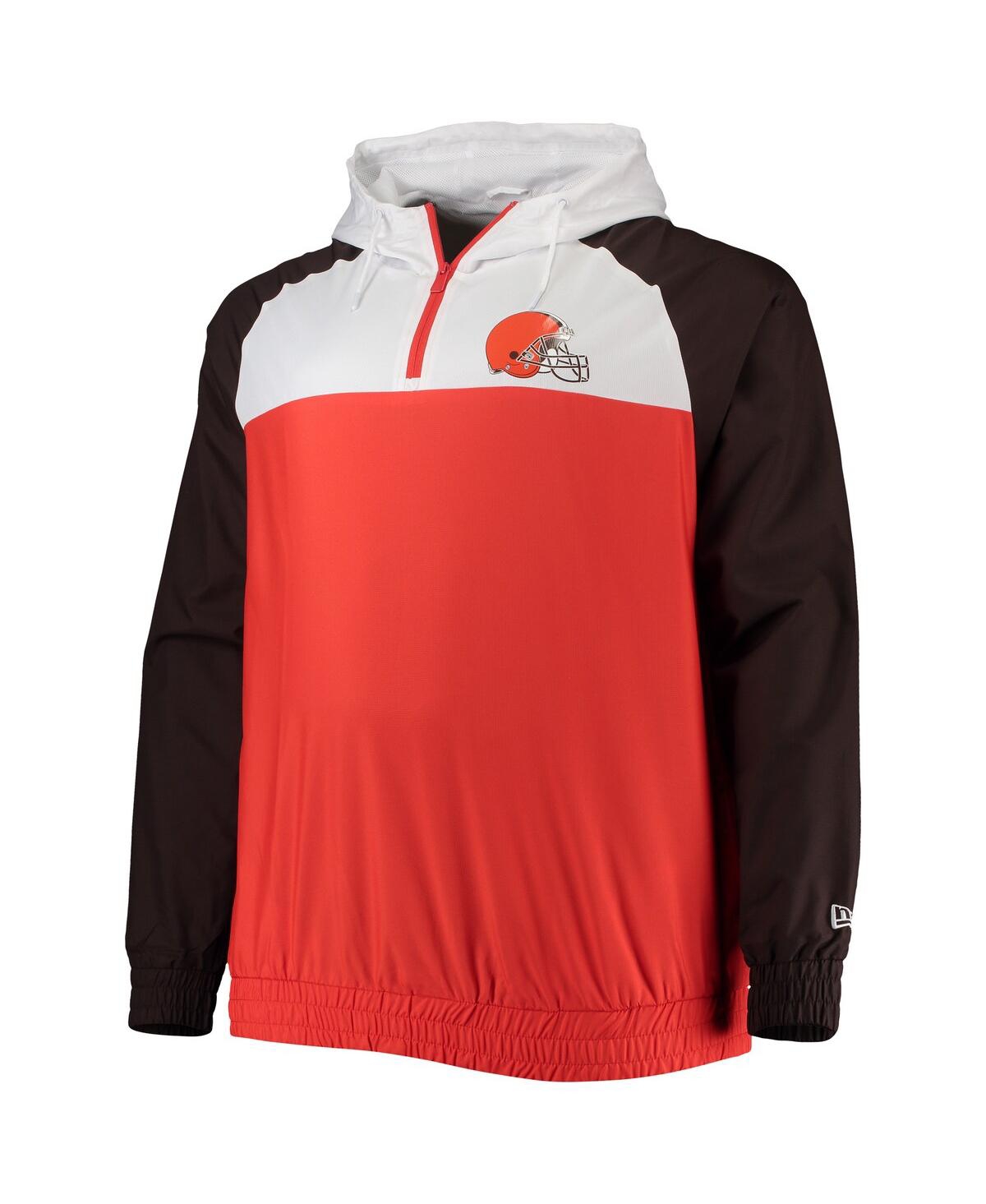Men's New Era Brown Cleveland Browns Big and Tall League Raglan Quarter-Zip Hoodie - Brown