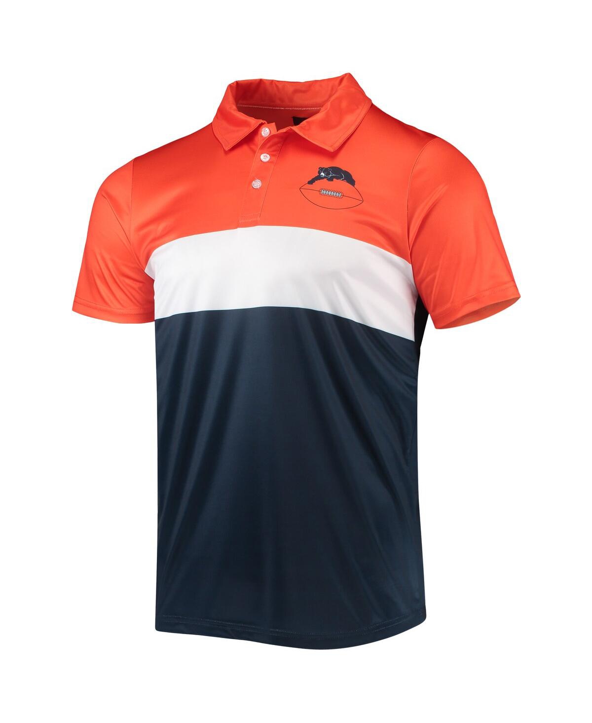 Shop Foco Men's  Orange, Navy Chicago Bears Retro Colorblock Polo Shirt In Orange,navy