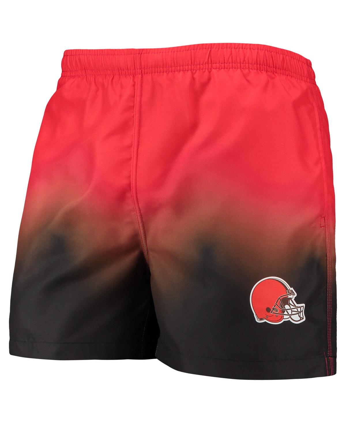 Shop Foco Men's  Orange, Brown Cleveland Browns Dip-dye Swim Shorts In Orange,brown