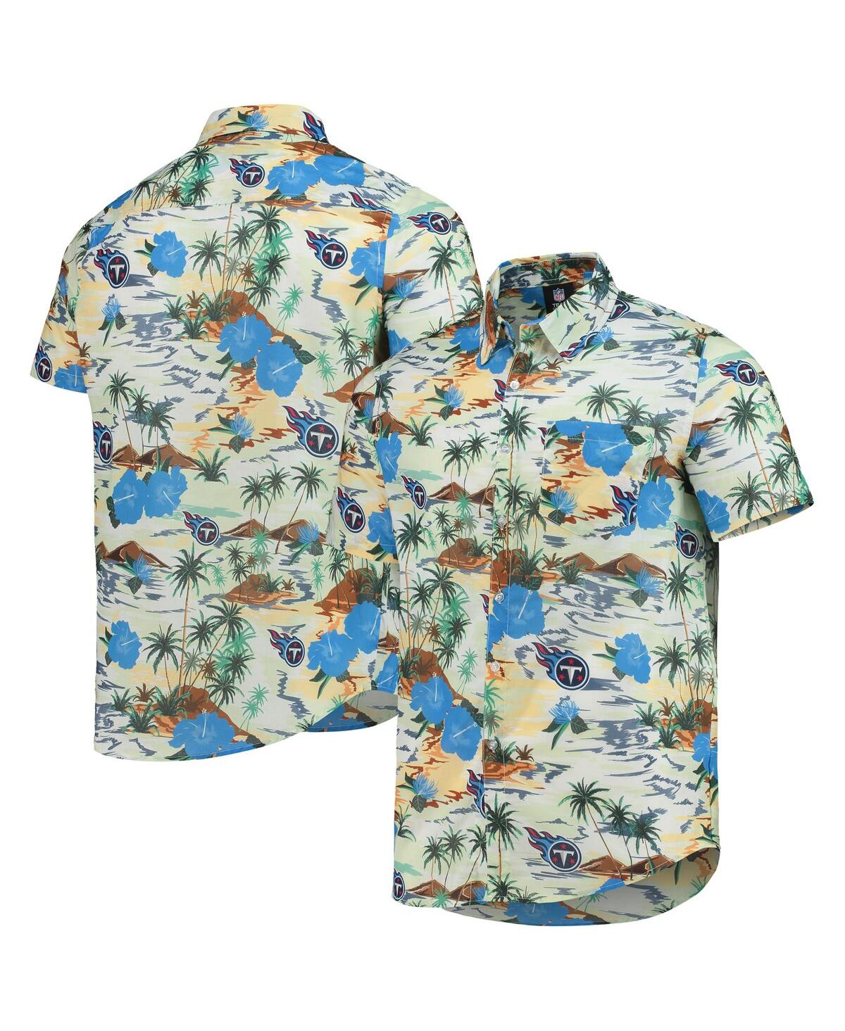 Men's Foco Cream Tennessee Titans Paradise Floral Button-Up Shirt - Cream