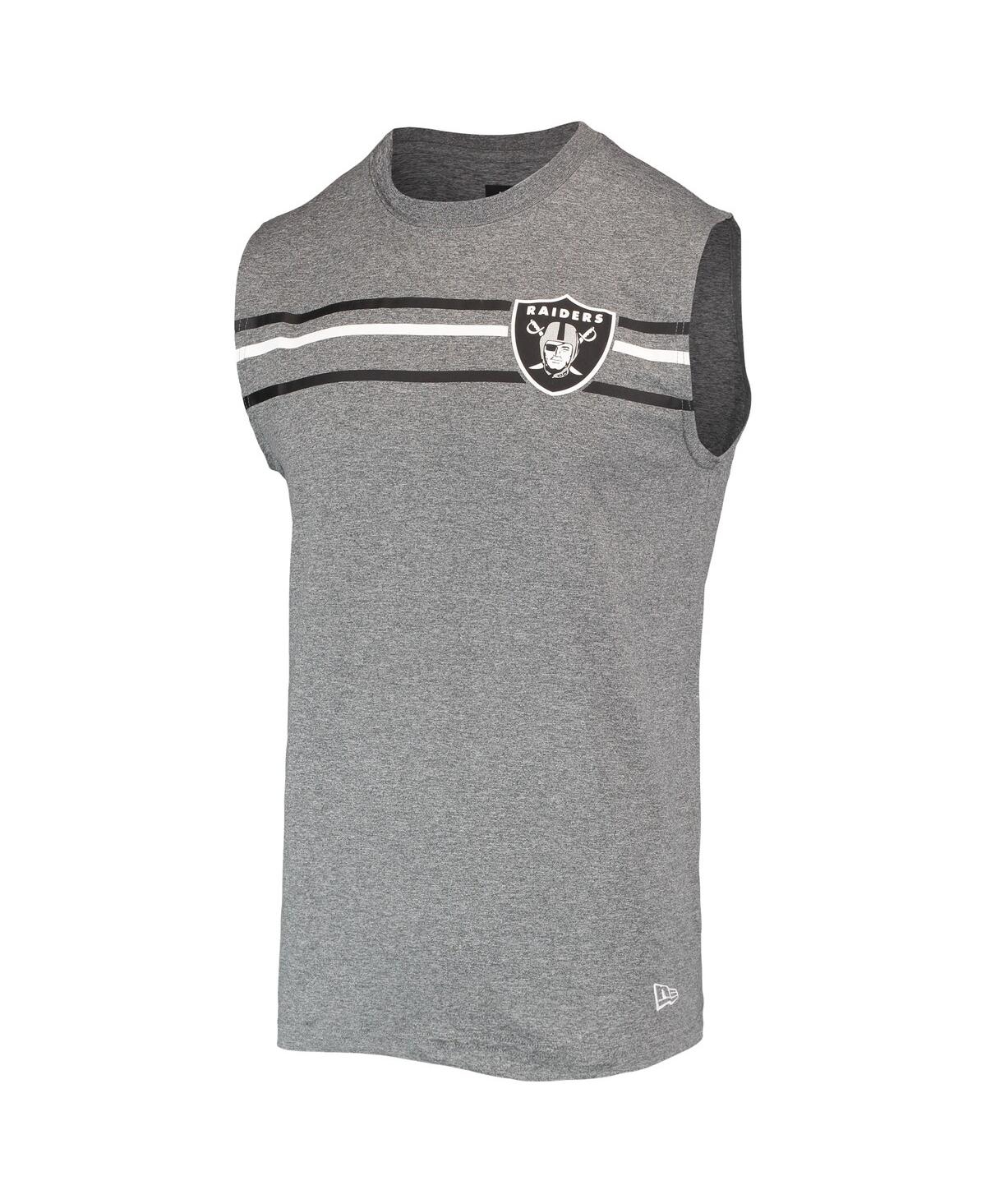 Shop New Era Men's  Heathered Gray Las Vegas Raiders Brushed Sleeveless Tank Top