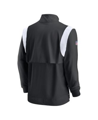 Men's Black Las Vegas Raiders 2022 Coach Chevron Lockup Quarter-Zip Long Sleeve Top