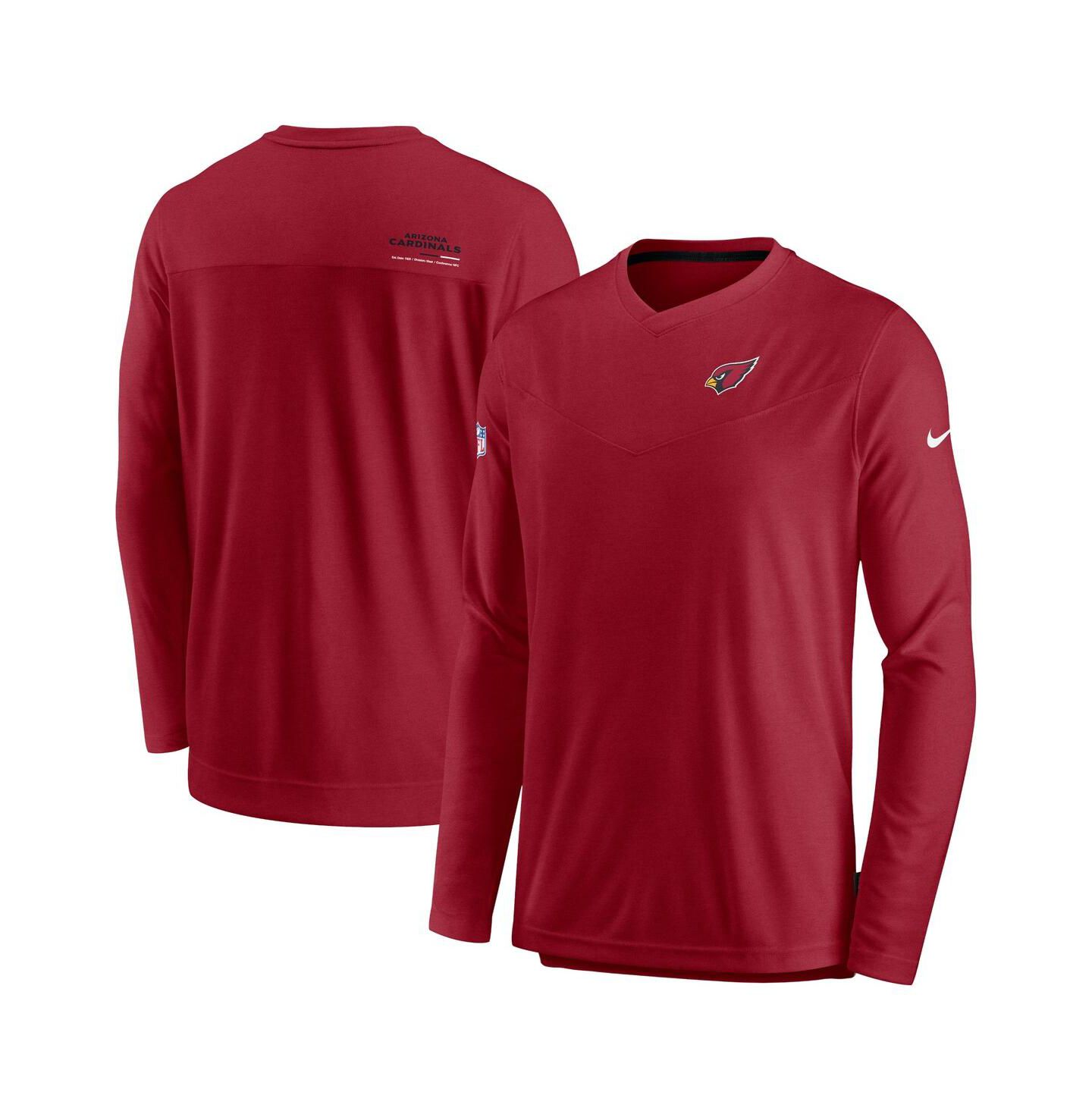 Мужская футболка Nike Cardinal Arizona Cardinals 2022 Sideline Coach Chevron Lock Up Performance Long Sleeve — фото 1