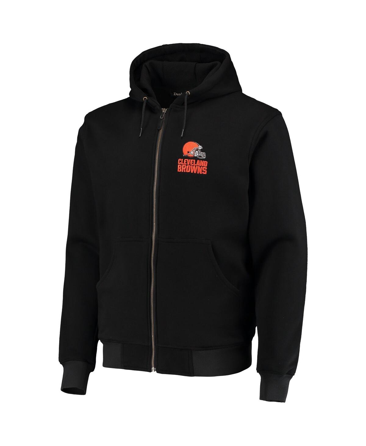 DUNBROOKE MEN'S DUNBROOKE BLACK CLEVELAND BROWNS CRAFTSMAN THERMAL-LINED FULL-ZIP HOODIE 