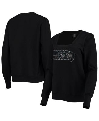 Women's Black Seattle Seahawks Winners Square Neck Pullover Sweatshirt