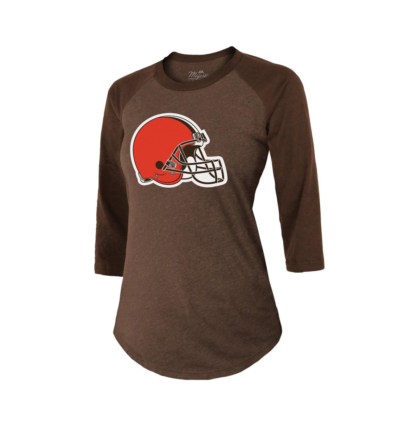 Женская футболка Majestic Threads Deshaun Watson Brown Cleveland Browns Name & Number Raglan 3/4 Sleeve — фото 3