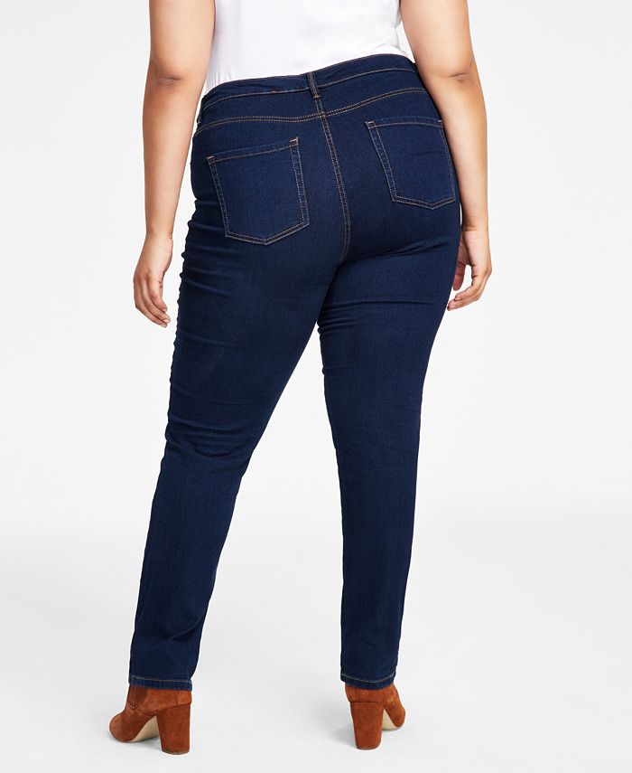 Style & Co Plus Size High-Rise Natural Straight Jeans, Created for Macy ...