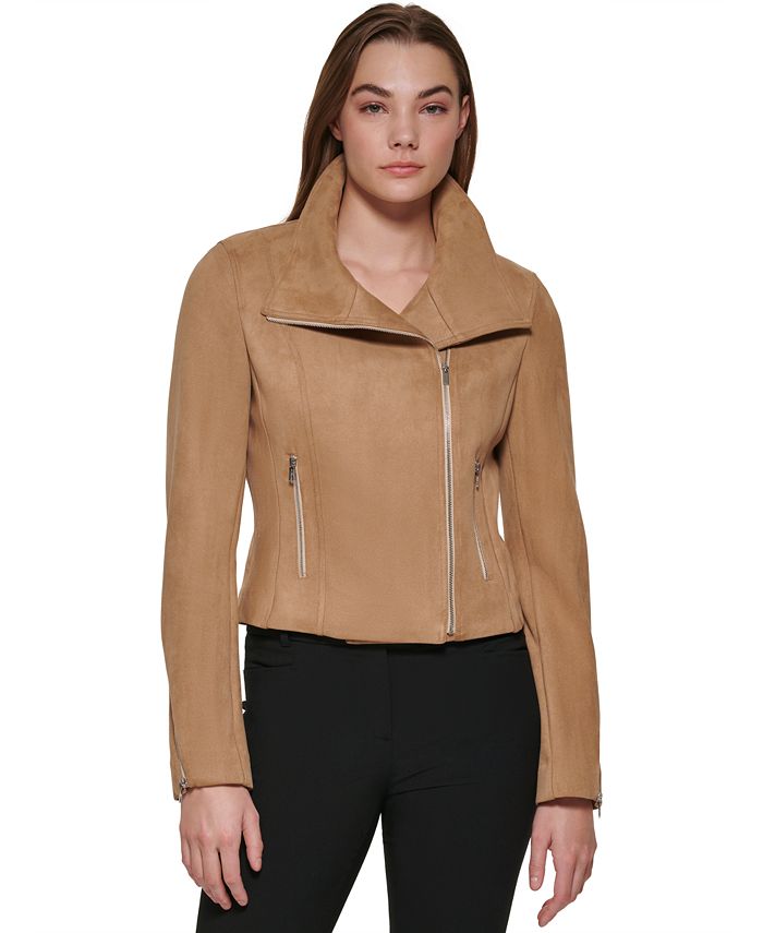 Calvin Klein Women's Faux Suede Moto Jacket & Reviews - & Blazers - Women - Macy's