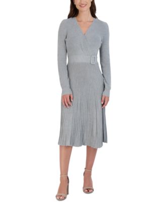 Robbie Bee - Women's Belted Sweater Dress