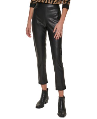 DKNY Women's Faux-Leather High-Rise Side-Zip Pants - Macy's