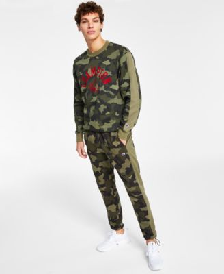 Champion Camo Crewneck Sweatshirt Jogger Pants In Mesh Camo Cargo