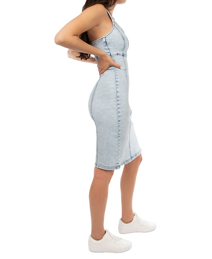 Rewash Women's Bustier FrontSlit Midi Denim Dress Macy's