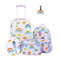 5-Piece Travelers Club Kid's Hard Side Carry-On Spinner Luggage Set (Rainbow)
