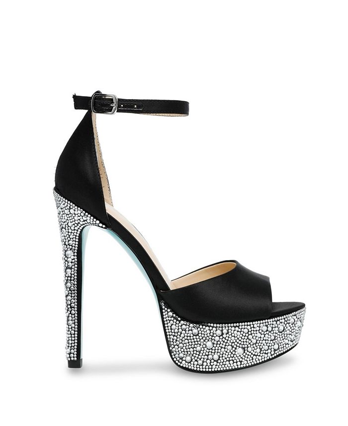 Escarpins BETSEY JOHNSON Jalia - Noir Satin, Bout Ouvert, Taille 5.5 US - Neufs Dans Boîte