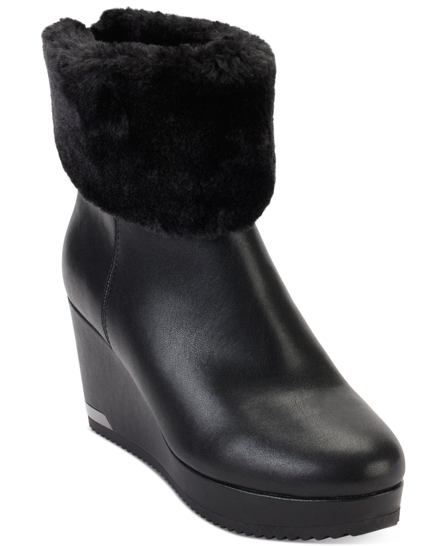 Женские ботинки DKNY Nadra Wedge Booties, цвет: Чёрный гладкий — фото 1