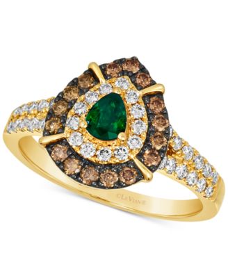 Le Vian - Costa Smeralda Emeralds (1/5 ct. t.w.) & Diamond (3/4 ct. t.w.) Teardrop Halo Ring in 14k Gold