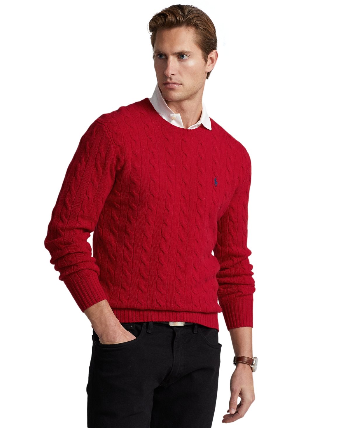 POLO RALPH LAUREN MEN'S WOOL-CASHMERE CABLE-KNIT SWEATER