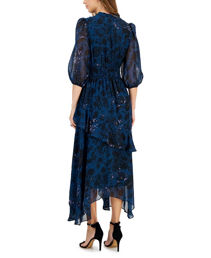 Taylor Women's Printed 3/4-Sleeve Chiffon Midi Dress - Macy's