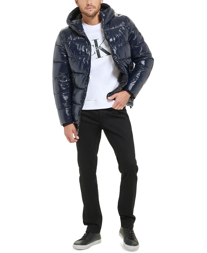 Calvin Klein Men's High Shine Hooded Puffer Jacket Macy's