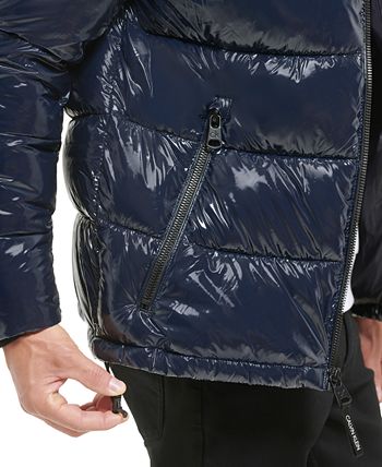 Calvin Klein Men's High Shine Hooded Puffer Jacket