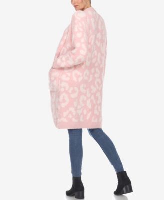 Women's Leopard Print Open Front Sherpa Cardigan