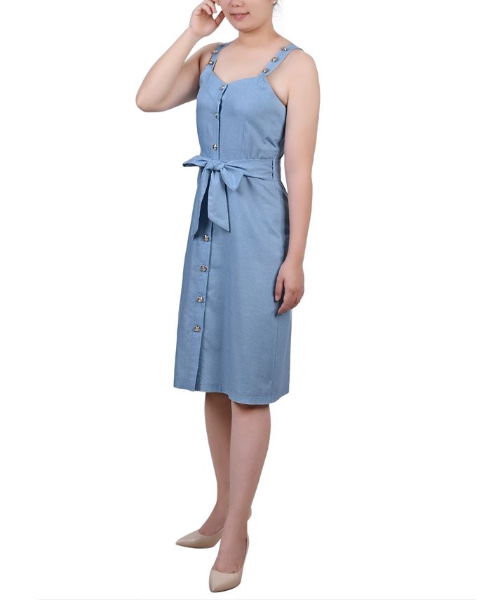 NY Collection Petite Sweetheart Neck Chambray Sundress Macy's