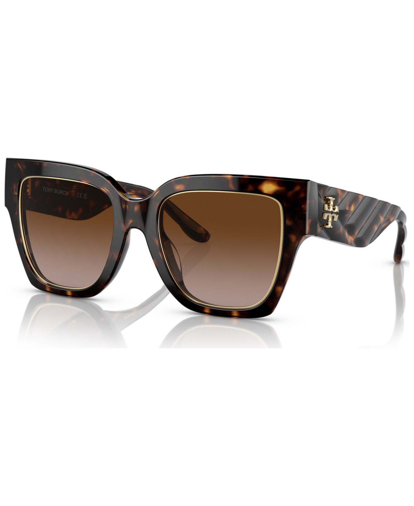 Женские солнцезащитные очки Tory Burch Sunglasses, TY7180U, цвет: Черепаховый / Коричневый градиентный — фото 1
