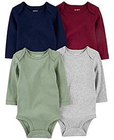 Baby Boys Long-Sleeve Bodysuits, Pack of 4
