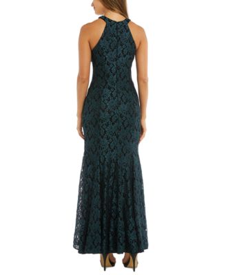 Nightway Petite Lace Halter Gown